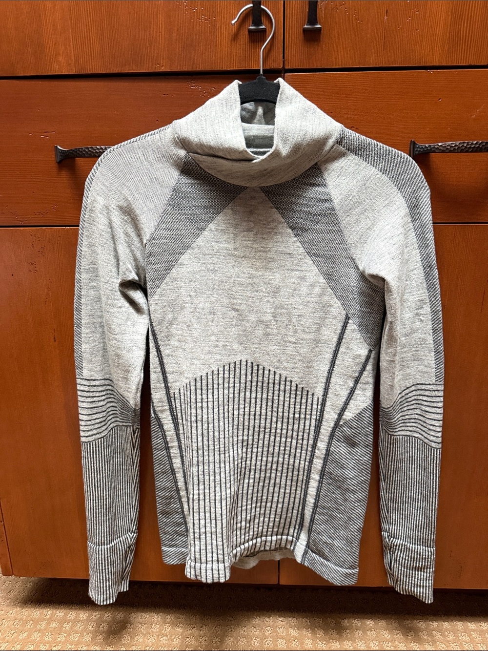 Athleta  Light Grey Patterned Turtleneck Sweater